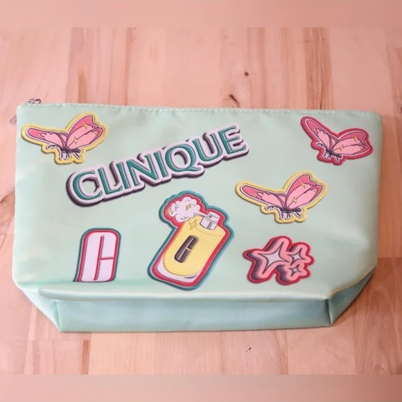 Clinique Mint Green Cosmetic Bag with Colorful Accents - Picture 3 of 3